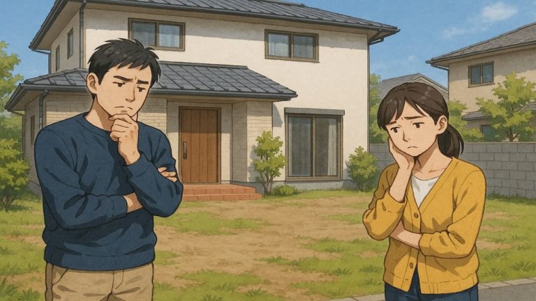 磐田市の外構工事の失敗にがっかりする夫婦のイメージ