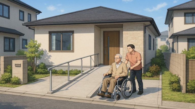 和泉市の戸建てに施工されたバリアフリー外構のイメージ