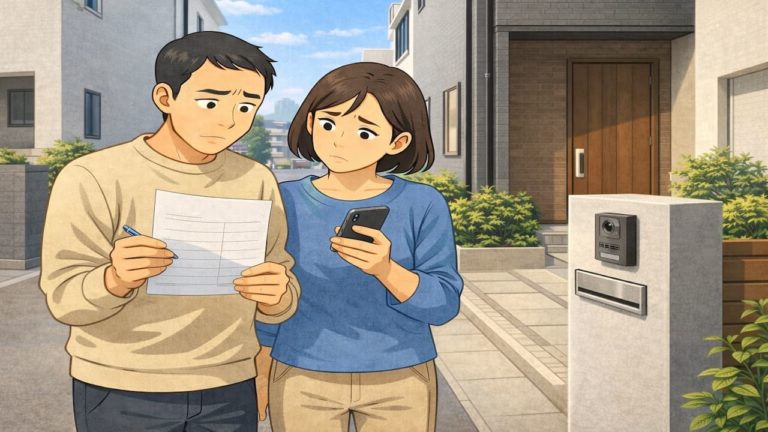 和泉市で夫婦が外構見積もりで悩んでいるイメージ