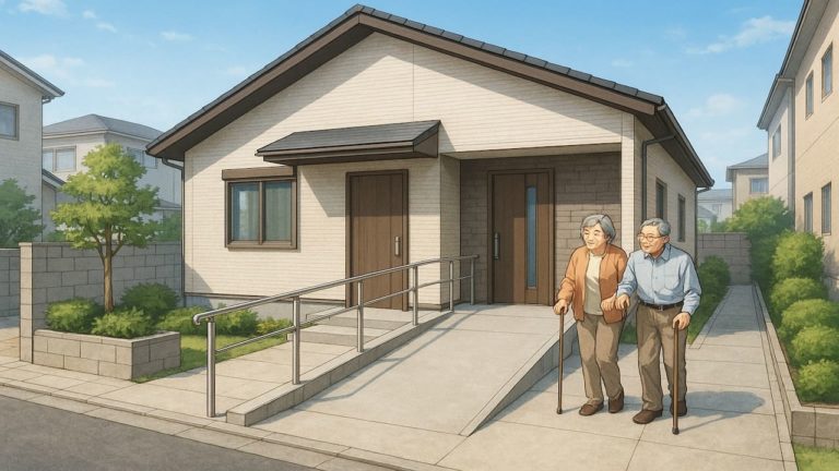 泉佐野市の戸建てに施工されたバリアフリー外構のイメージ