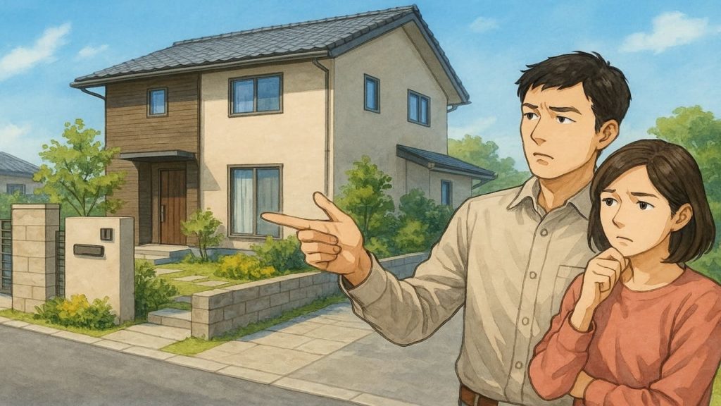 出雲市で夫婦が外構業者の選び方と探し方を考えているイメージ