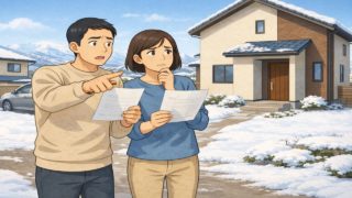 【上越市】外構見積もりの疑問5つ|工事範囲をズラさない確認のコツ 上越市で夫婦が外構見積もりで悩んでいるイメージ