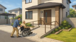 門真市の戸建てに施工されたバリアフリー外構のイメージ