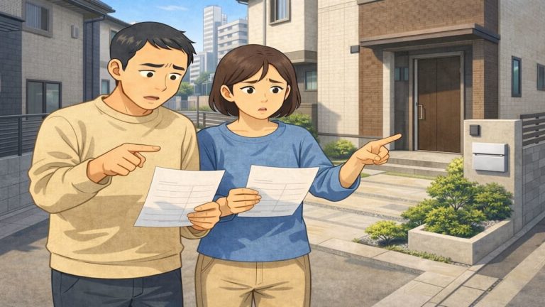 門真市で夫婦が外構見積もりで悩んでいるイメージ