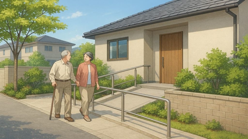 香川県の戸建てに施工されたバリアフリー外構のイメージ