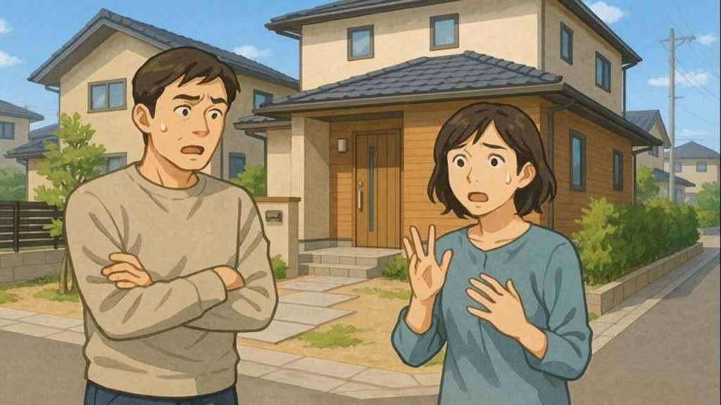 香川県で夫婦が外構トラブルで困っているイメージ