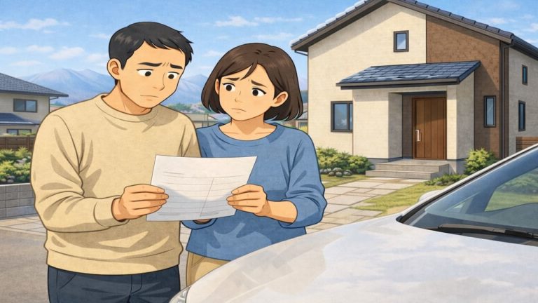 甲斐市で夫婦が外構見積もりで悩んでいるイメージ