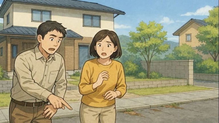 甲斐市で夫婦が外構トラブルで困っているイメージ