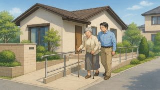 各務原市の戸建てに施工されたバリアフリー外構のイメージ