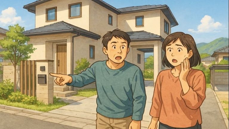 各務原市で夫婦が外構トラブルで困っているイメージ