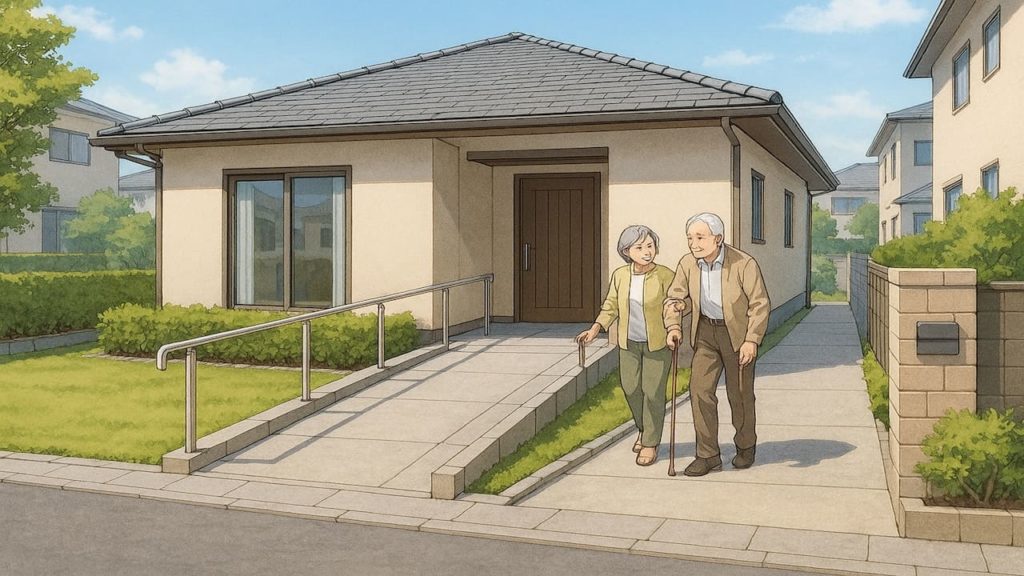 掛川市の戸建てに施工されたバリアフリー外構のイメージ