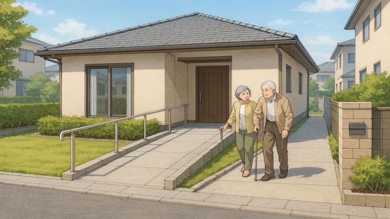 掛川市の戸建てに施工されたバリアフリー外構のイメージ