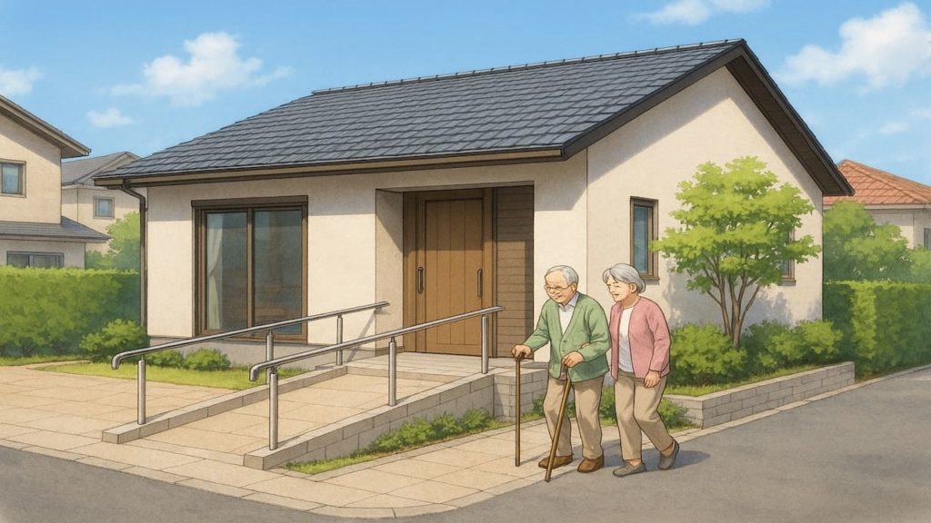 加古川市の戸建てに施工されたバリアフリー外構のイメージ