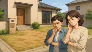 加古川市の外構工事の失敗にがっかりする夫婦のイメージ