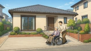 鎌倉市の戸建てに施工されたバリアフリー外構のイメージ