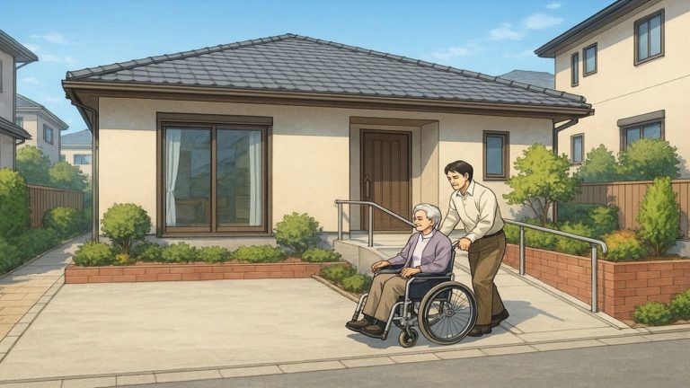 鎌倉市の戸建てに施工されたバリアフリー外構のイメージ