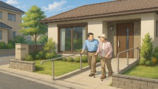 亀岡市の戸建てに施工されたバリアフリー外構のイメージ