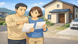 亀岡市で夫婦が外構見積もりで悩んでいるイメージ