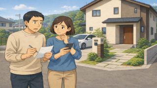 【神奈川県】外構見積もりのトラブル5選|失敗例から学ぶ危ないパターン 神奈川県で夫婦が外構見積もりで悩んでいるイメージ