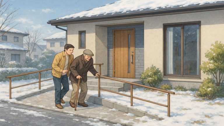 金沢市の戸建てに施工されたバリアフリー外構のイメージ