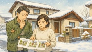 金沢市で夫婦が外構業者の選び方と探し方を考えているイメージ