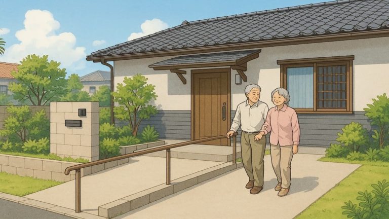 鹿屋市の戸建てに施工されたバリアフリー外構のイメージ