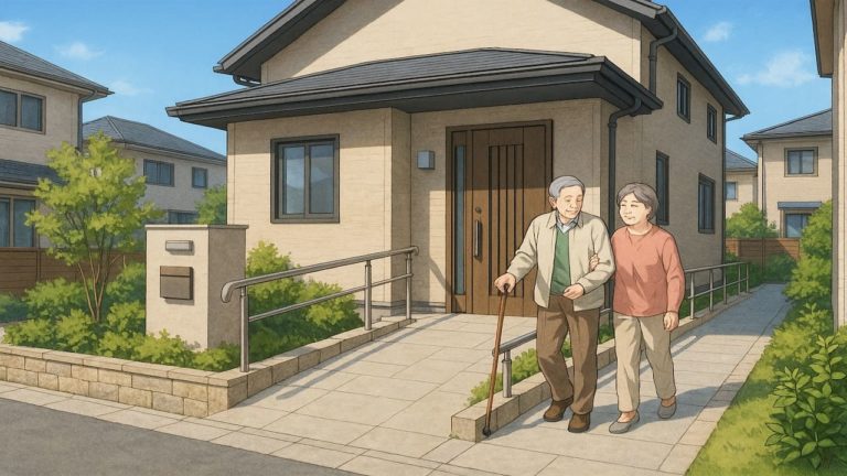 関西地方の戸建てに施工されたバリアフリー外構のイメージ