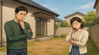 関西地方の外構工事の失敗にがっかりする夫婦のイメージ