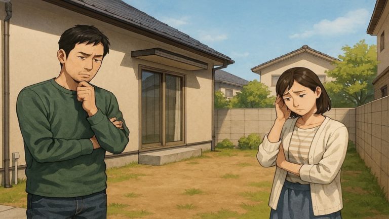 関西地方の外構工事の失敗にがっかりする夫婦のイメージ