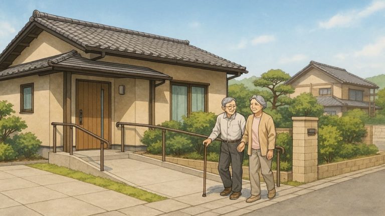 唐津市の戸建てに施工されたバリアフリー外構のイメージ