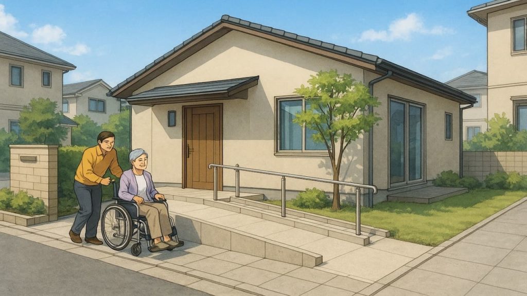 刈谷市の戸建てに施工されたバリアフリー外構のイメージ