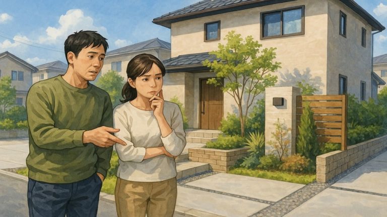 刈谷市で夫婦が外構業者の選び方と探し方を考えているイメージ