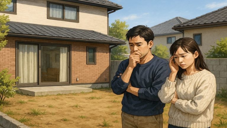 橿原市の外構工事の失敗にがっかりする夫婦のイメージ