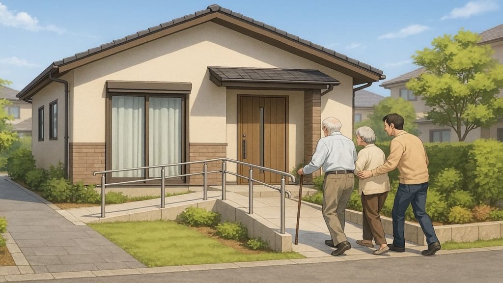 柏市の戸建てに施工されたバリアフリー外構のイメージ