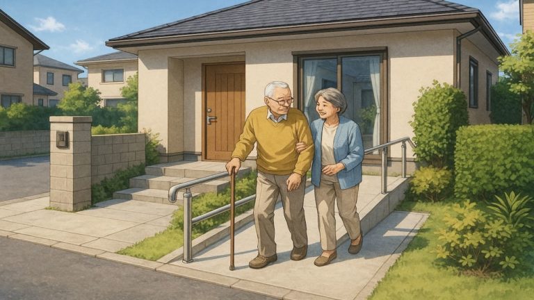 春日井市の戸建てに施工されたバリアフリー外構のイメージ