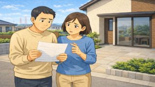 春日井市で夫婦が外構見積もりで悩んでいるイメージ