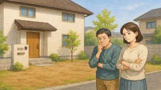 【春日井市】外構の失敗例5選|ご近所から浮いて見えるデザインの共通点 春日井市の外構工事の失敗にがっかりする夫婦のイメージ