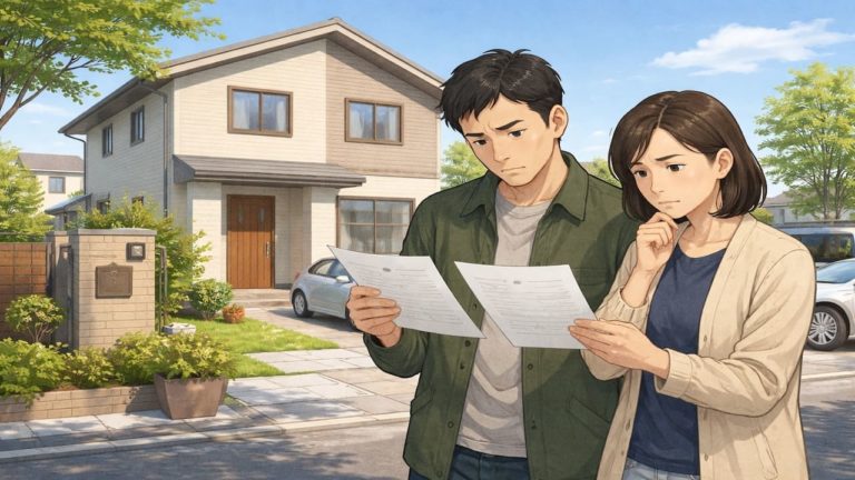 春日部市で夫婦が外構見積もりで悩んでいるイメージ