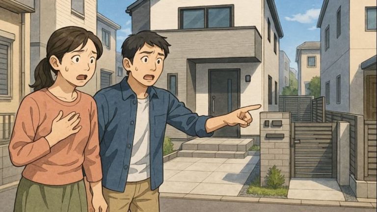 葛飾区で夫婦が外構トラブルで困っているイメージ