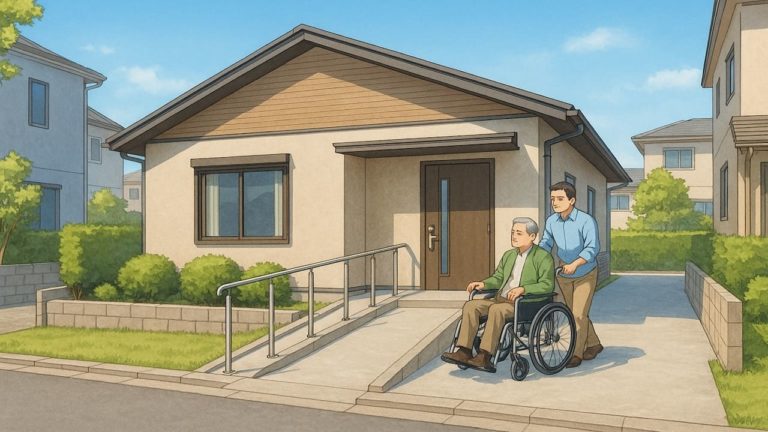 河内長野市の戸建てに施工されたバリアフリー外構のイメージ