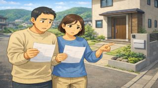 【河内長野市】外構見積もりの後悔5選|追加工事を防ぐ承認ルールの作り方 河内長野市で夫婦が外構見積もりで悩んでいるイメージ