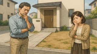 河内長野市の外構工事の失敗にがっかりする夫婦のイメージ