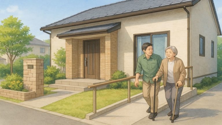 川口市の戸建てに施工されたバリアフリー外構のイメージ