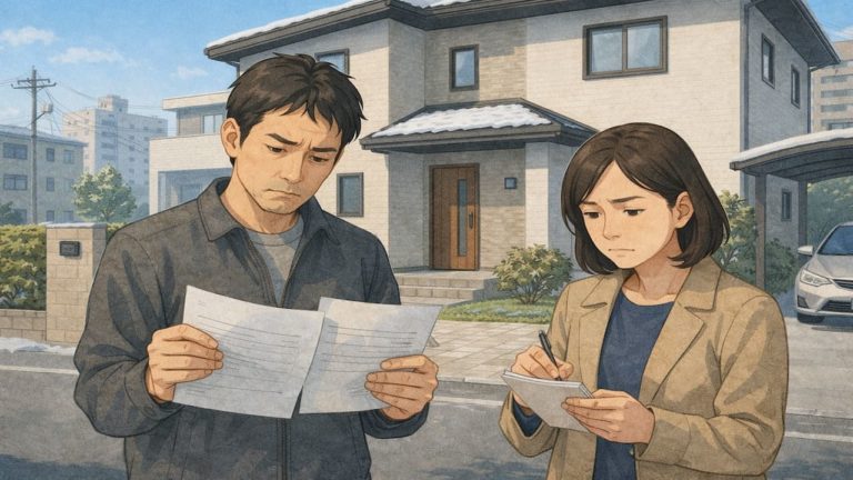 川口市で夫婦が外構見積もりで悩んでいるイメージ