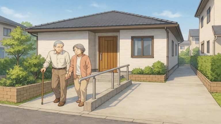 川西市の戸建てに施工されたバリアフリー外構のイメージ