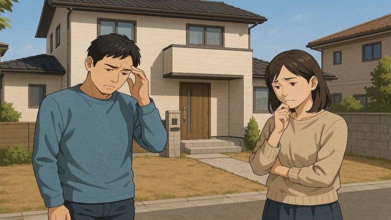 川西市の外構工事の失敗にがっかりする夫婦のイメージ