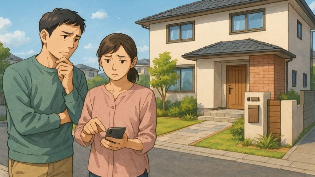 川崎市で夫婦が外構業者の選び方と探し方を考えているイメージ