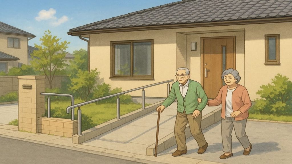 加須市の戸建てに施工されたバリアフリー外構のイメージ