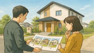 加須市で夫婦が外構業者の選び方と探し方を考えているイメージ