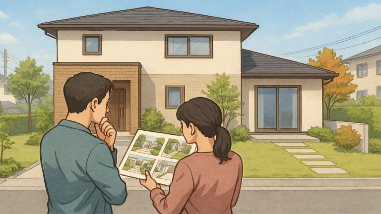 君津市で夫婦が外構業者の選び方と探し方を考えているイメージ